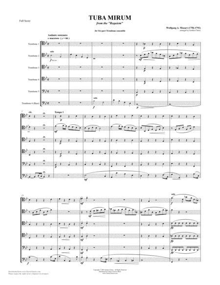Tuba Mirum From Requiem For 6-part Trombone Ensemble